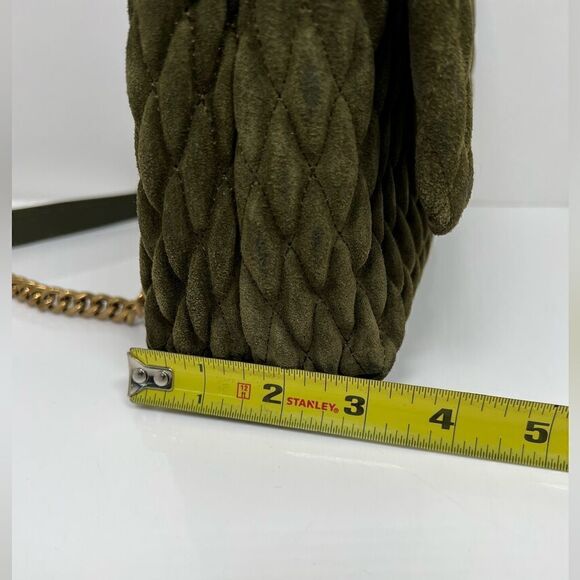 Tory Burch Kira Ruched Small Convertible Shoulder Bag Velvet Green - Picture 10 of 12